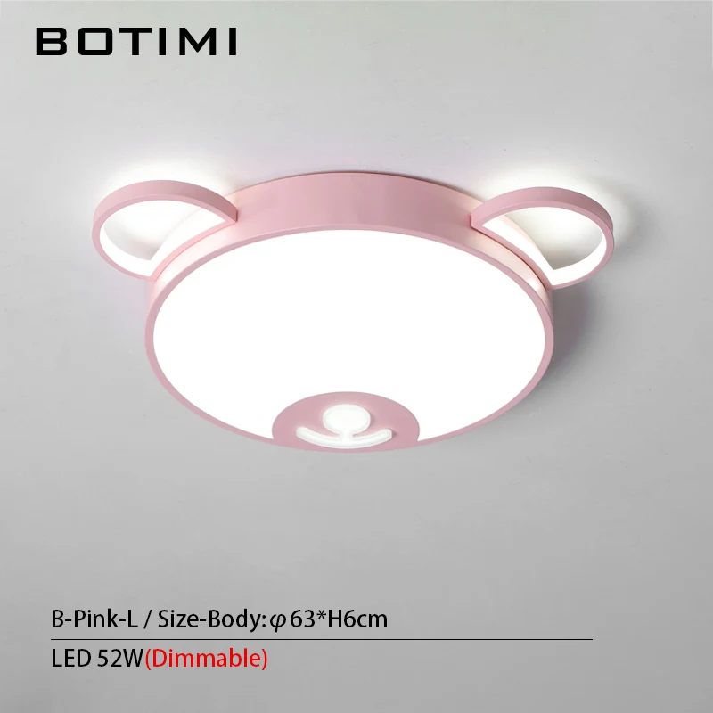 B-Pink-L-Dimmable BOTIMI 220V светодиодный потолочный светильник для спальни с рисунком из мультфильма, розовый потолочный светильник для девочек, голубой светильник для мальчиков, светильник для освещения, металлические лампы - Цвет корпуса: B-Pink-L-Dimmable