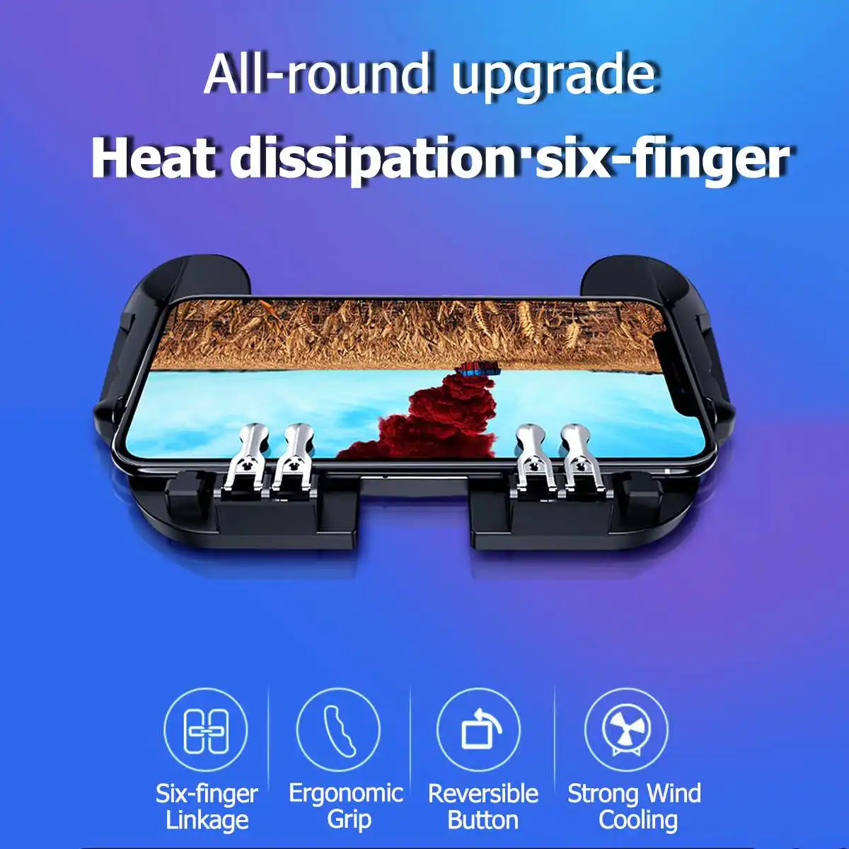  H9 All-in-One Phone Game Handle Controller Gamepad for PUBG with Cooler Fan Trigger Shooter Joystic