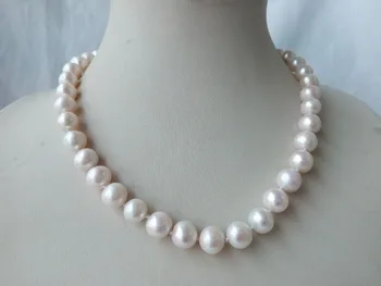

white genuined nature freshwater pearl necklace 10-11mm wedding necklace