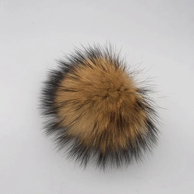 Raccoon fur 13cm DIY Роскошный меховой помпон из натурального меха лисы, помпон, помпон ручной работы, действительно большой помпон для волос,, шапка с пряжкой - Цвет: Raccoon fur 13cm