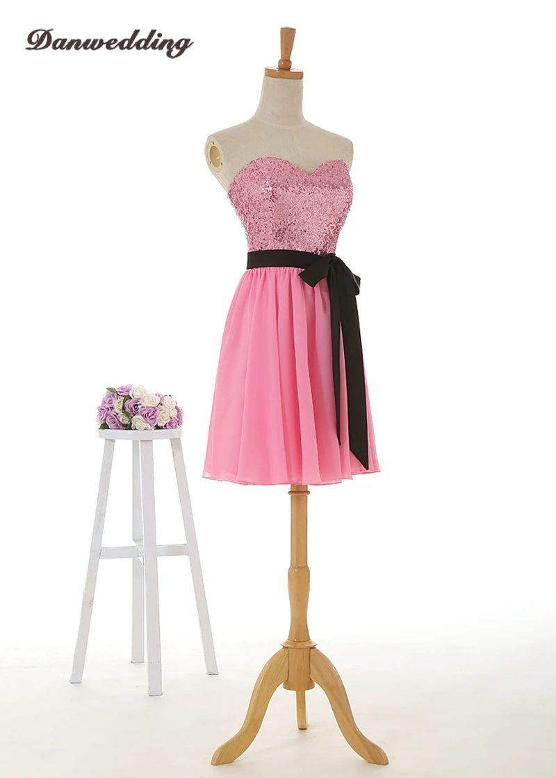 Sequins Sweetheart-Neck Short/Mini Homecoming Dress Satin Sashes Zipper Graduation dress Beautiful Girl Party Gowns Hot Sale