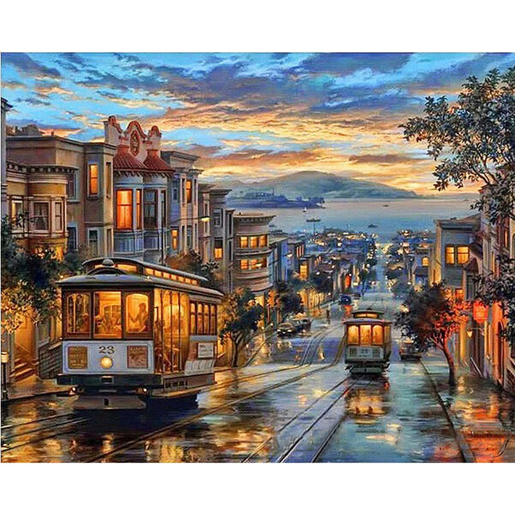 Diy Painting By Numbers Kit Schilderen Op Nummer City Street Colorful Canvas Paint By Numbers Adults Wall Art Picture Home Decor Paint By Number Aliexpress