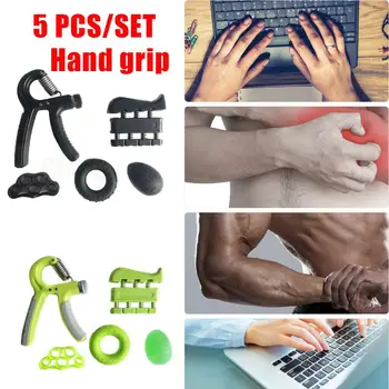 

Five-piece Adjustable Grip Set Five Finger Trainer Grip Ball Fitness Suit Silicone Grip Ring Isolation Pressure Reducer