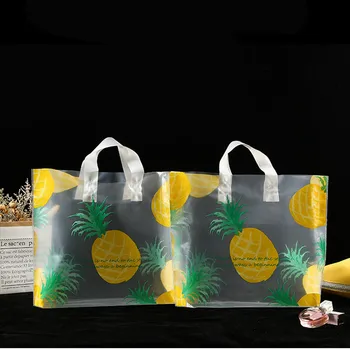 

50pc Pineapple Plastic Gift Bags Thickened and Durable Storage Shopping Clothing Packaging Bag With Handle Candy Wrapping Bags