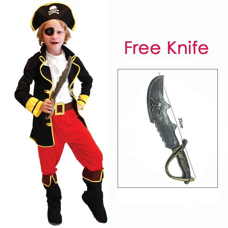 Kids Child Captain Jack Pirate Buccaneer Costumes For Boys