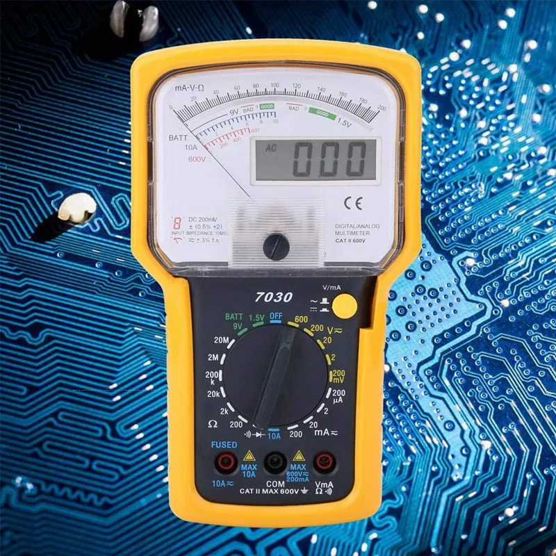 KT7030 AC/DC Аналоговый мультиметр тестер, цифровой аналоговый мультиметр тестер двойной дисплей сопротивление напряжения Указатель мультиметр Tes