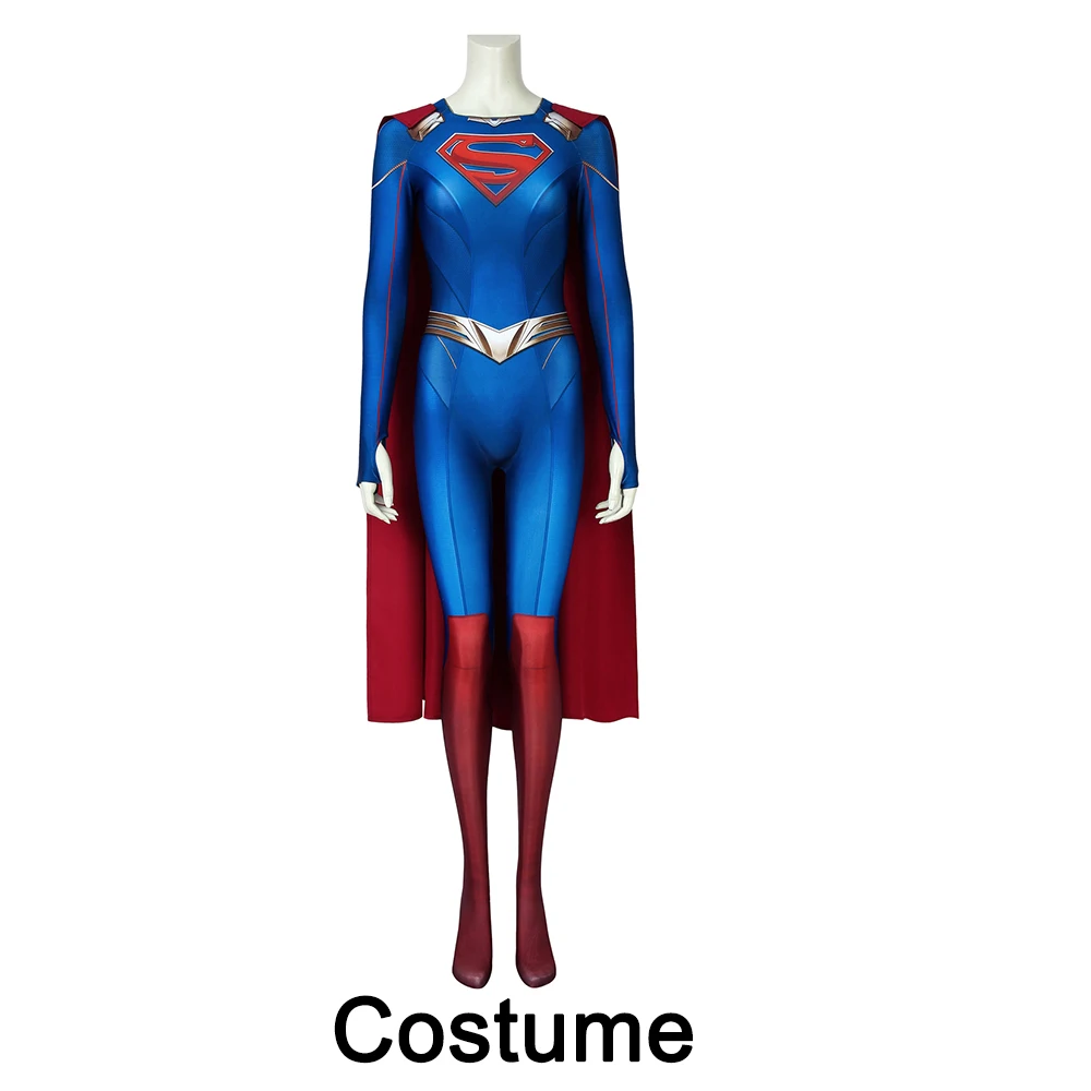 Супергерл Костюм для косплея с плащом Kara Zor-El Supergirl сезон 5 с 3D принтом Ver.2 - Цвет: Costume