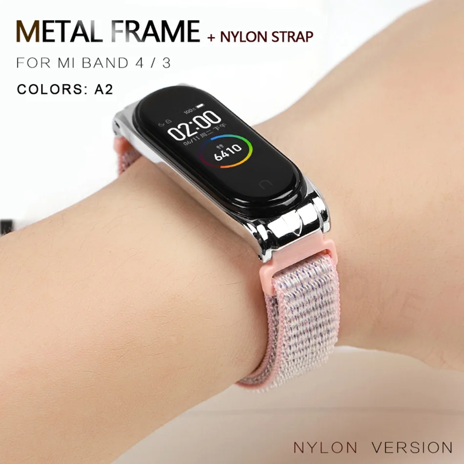 Nylon 020A2 Протектор/браслет mi band 3 4 ремешок для Xiaomi mi band 4 3 браслет/ремешок для mi Band 4 3 ремешок металлический/нейлоновый браслет ремень - Цвет: Nylon 020A2
