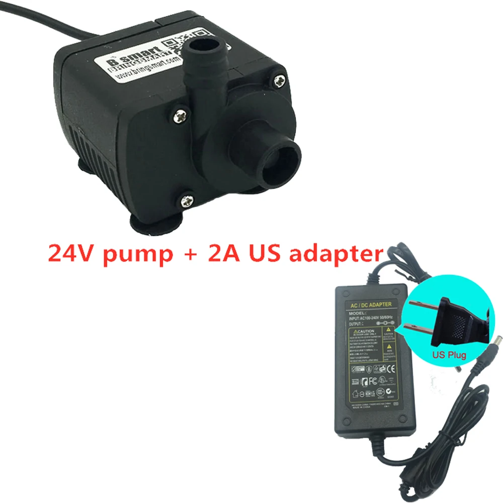 pump n 2A US adapter DC водяной насос SR280A погружной насос DC 12 В ультра-тихий 24 в большой расход 280-400л/ч система охлаждения цикла - Напряжение: pump n 2A US adapter