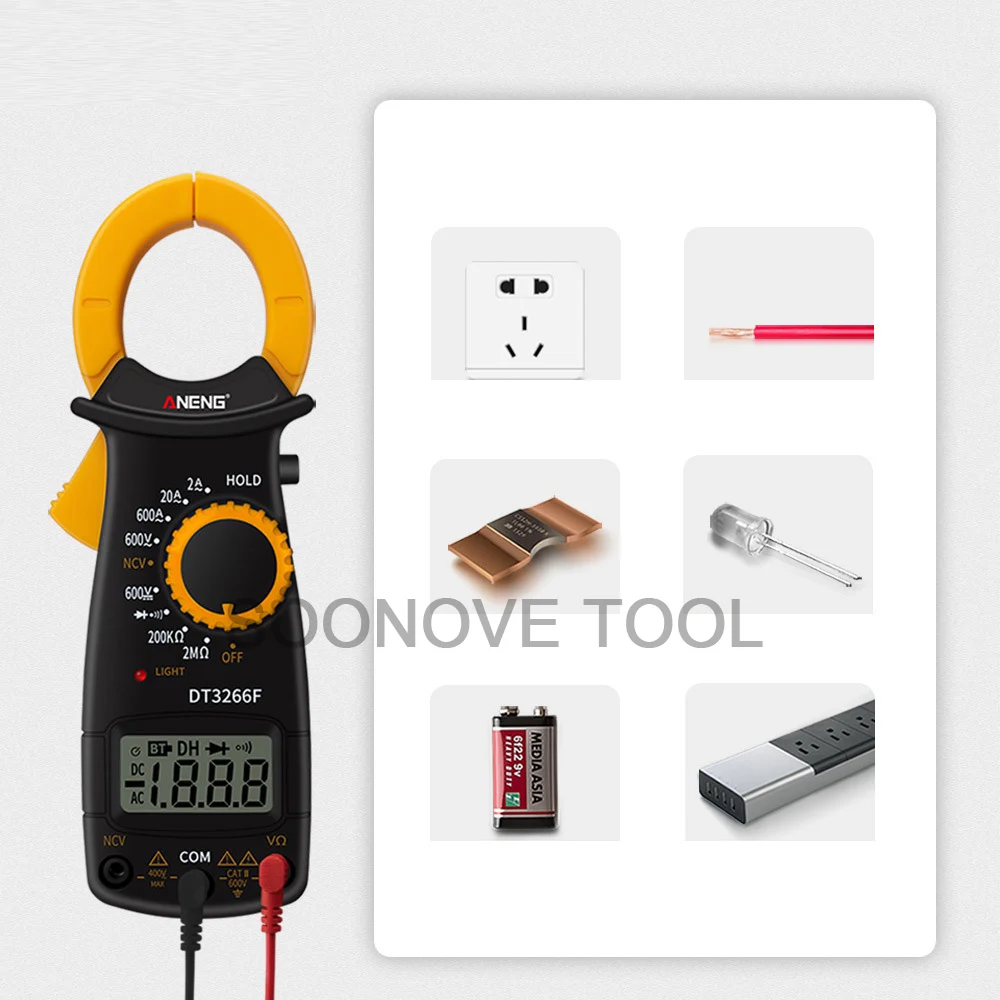 ANENG DT-3266F цифровой дисплей Ампер клещи мультиметр NCV токовые клещи Вольтметр Амперметр AC/DC Ток Тестер