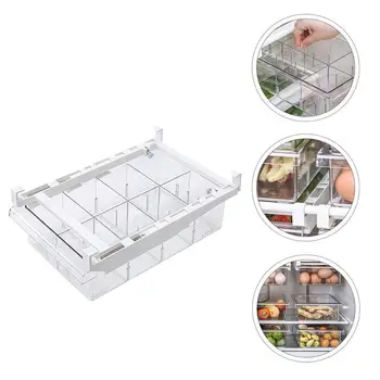 

Transparent Fridge Storage Box PET Fridge Drawer Box Telescopic Pull Type Fruit Vegetable Preservation Box (White 8 Grids)