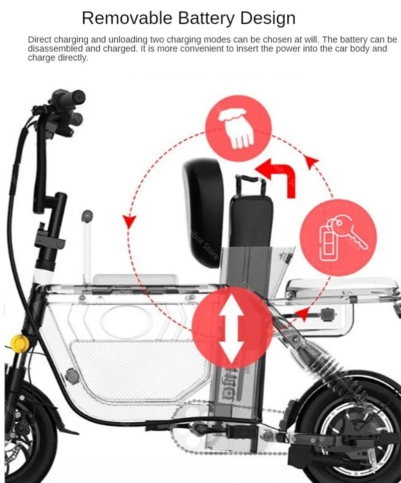 Kick Scooter Electric Electric Bicycles Mini 12 Inch 400W 48V Portable Folding Electric Bike Removable BatteryPet BasketGPS (23)
