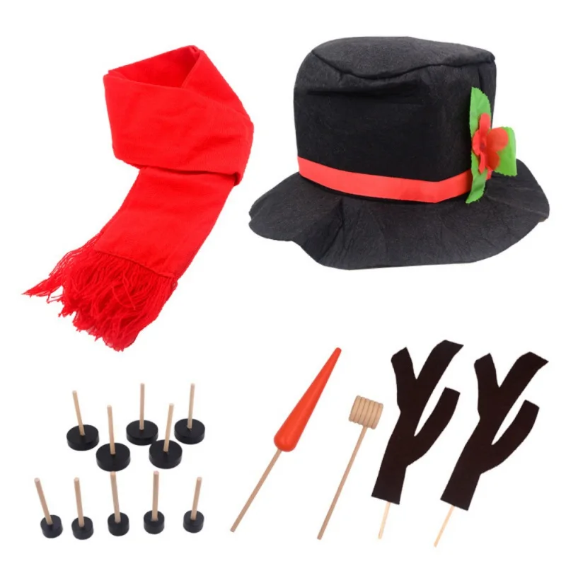 

16PCS DIY Snowman Making Decorating Dressing Kit Winter Party Kids Toys Christmas Holiday Decoration Gift Making Snowman Tools