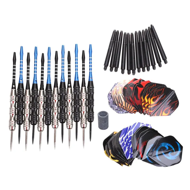

12 Pack Steel Tip Darts Set 22 Grams with Nonslip Iron Barrel- Aluminum Dart Shafts and 8 Style Flights + Darts Sharpener +a Bea