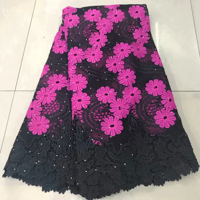 

2019 contrast colors swiss water soluble lace net fabric with rhinestones pretty beaded african guipure lace fabric flowers for dress