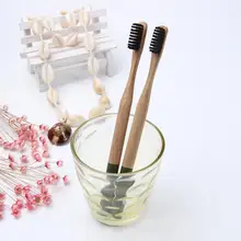 Натуральная Экологически чистая бамбуковая зубная щетка круглая ручка мягкая щетина черная зубная щетка для взрослых уход за зубами