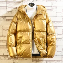 Women's Down Jacket Winter Glossy Silver/black/gold/blue Plus Size Hooded Parka Outwear Down Padded Coats Female