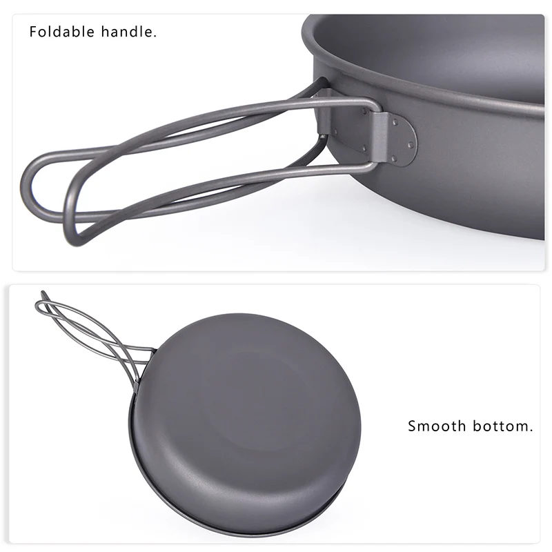  Boundless Voyage Titanium Frying Pan with Lid Portable Folding  Handles Outdoor Camping Skillet Griddle Ultralight Cookware Hiking  Backpacking: Home & Kitchen