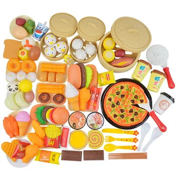 

Children's Kitchen Play House Luxury Chinese and Western Mini Food Set Simulation Cooking Cooking Steamer Toy for Girls