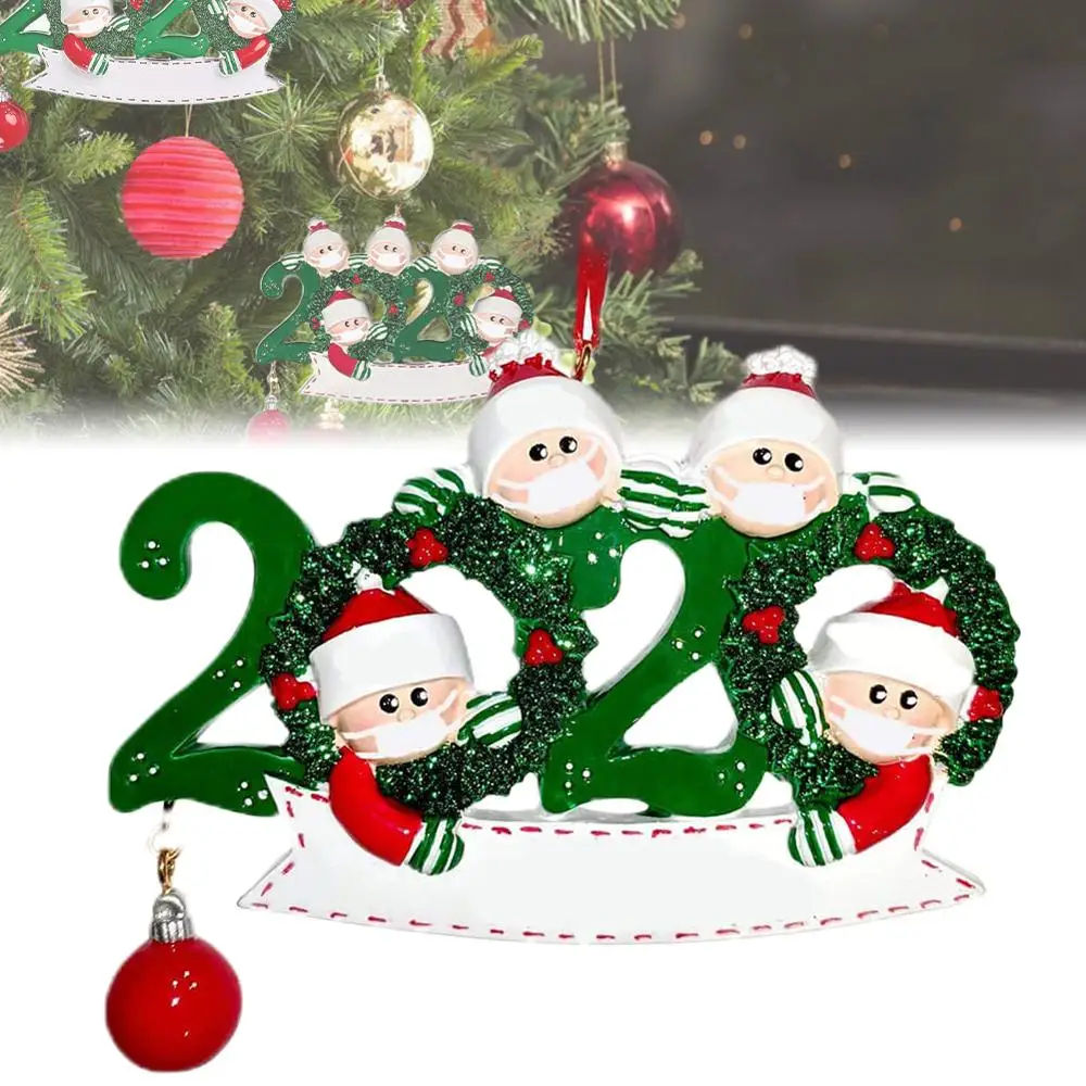 

2020 Quarantine Survivor Family With Masks Decorative Ornaments Car Ornaments Merry Christmas Tree Decor Family Xmas Gift
