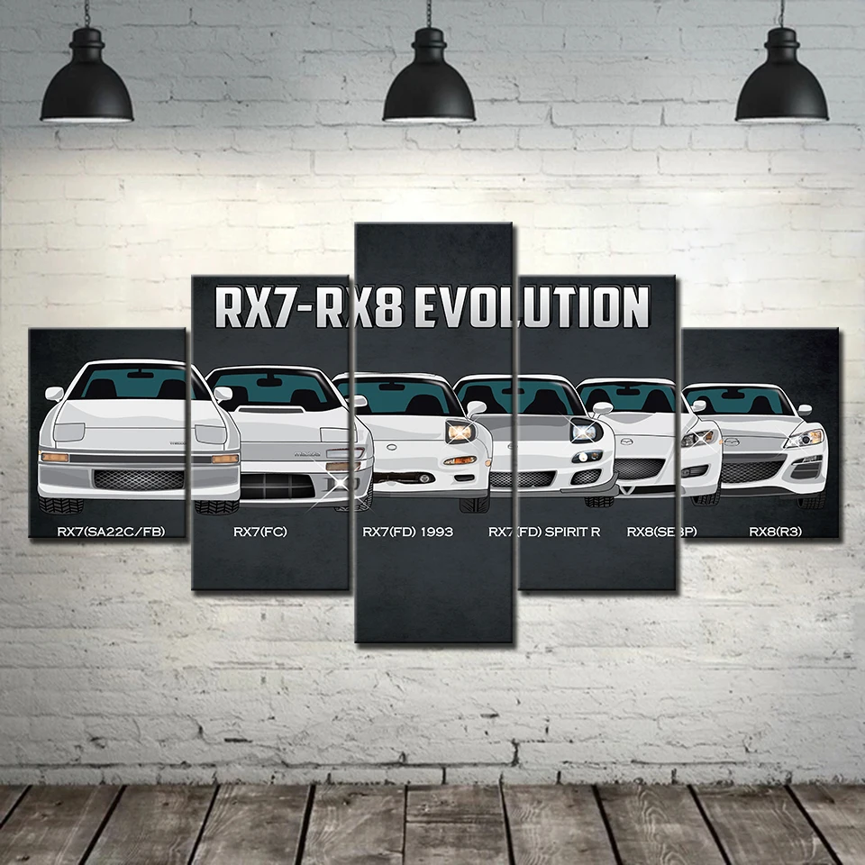 5 Piece HD Print Large RX7 And rx8 Car Poster Modern Decorative Paintings on Canvas Wall Art for Home Decorations Decor | Дом и сад