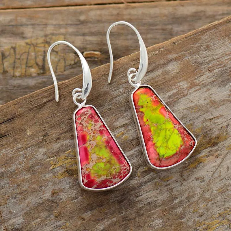 Outstanding Drop Earrings for Women Geometric Jaspers Bold Fashion Lady Dangle Earring Handmade Art Deco Jewelry - Image 5