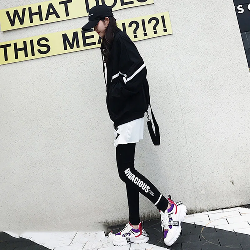 Harajuku свободная черная ветровка пальто осень винтажный Бомбер куртка Женская порт fl