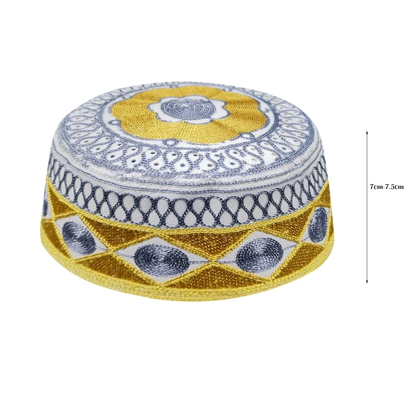 Men Arab Caps Kidouch Yellow Gray Islamique Chapeau Hats Muslim Nigerian Traditional Gorro Turco