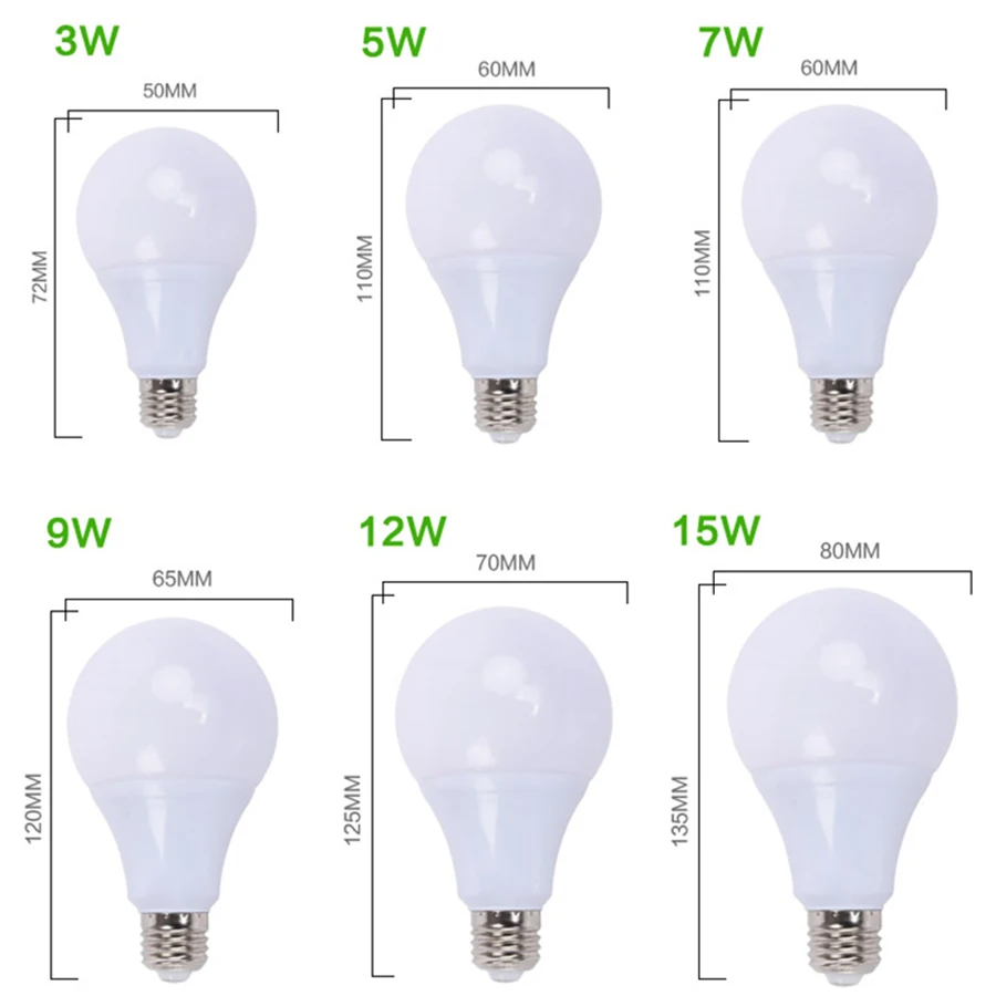 

10PCS E27 LED Bulb Lamps 3W 5W 7W 9W 12W 15W 18W Lampada LED Light Bulb AC 85V-265V Bombilla Spotlight Cold/Warm White