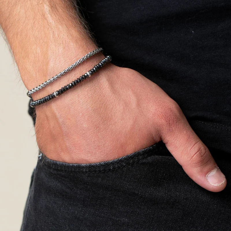 Strand Bead Chain Bracelet Men Handmade Stone Bead Bracelet For Men Jewelry