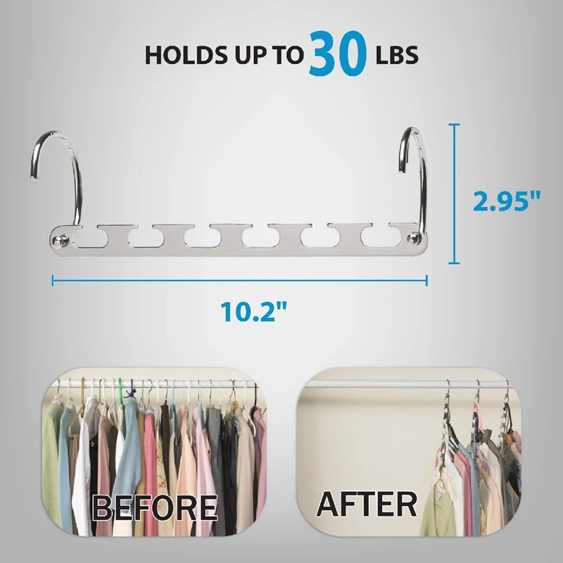 Heavy Duty 360 Swivel Action Hanger, Multi-Function Hanger, 6 Grooves, Hanging More Clothes, Chrome