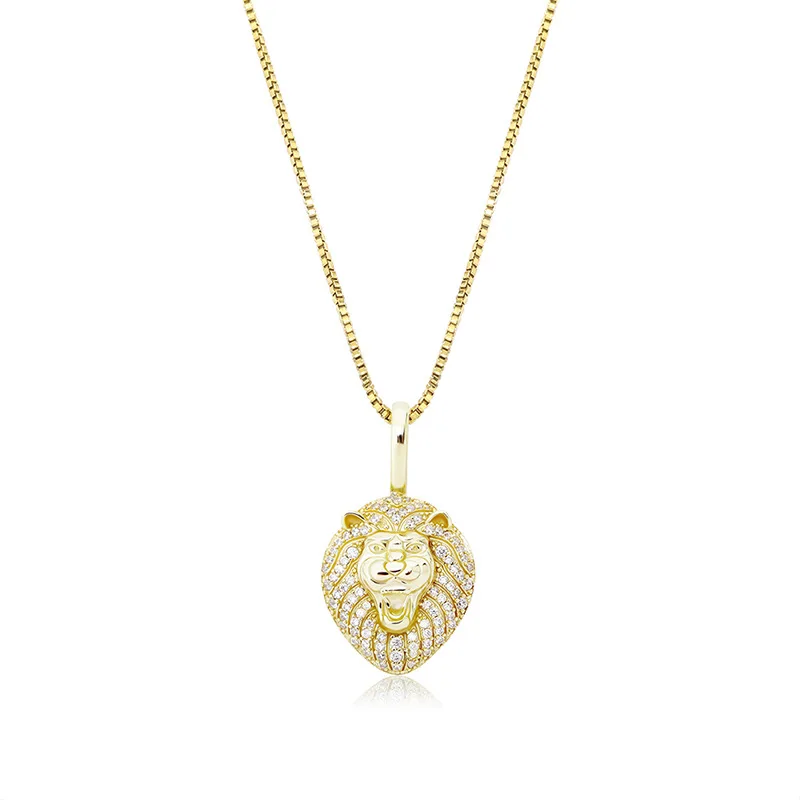 

Lion Head 925 Silver Solid Pendant with Zircon Hip Hop Personality Clavicle Chain for Men and Women Gift Box Chain
