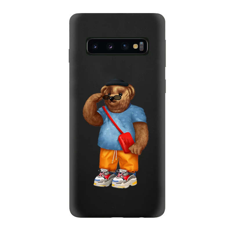 Роскошный итальянский чехол для samsung Galaxy S10 S9 S8 S7 S6 Plus Lite edge черный силиконовый чехол для телефона мягкий чехол GG аниме медведь - Цвет: Color1