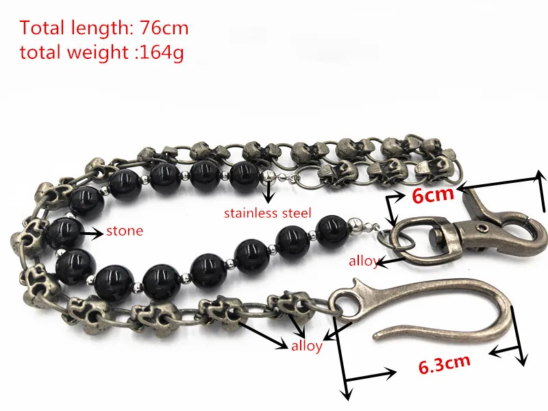 3 Portachiavi Lunghi Da Uomo In Metallo 70cm | Catena Portachiavi Con Moschettone E 2 Anelli, Per Jeans E Pantaloni, Regalo Uomo/Donna Argento
