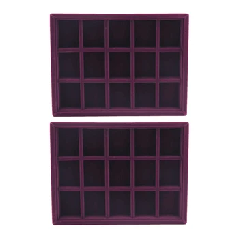 

2 Packs Fashion Shop Showcase 15 Grid Jewelry Display Tray Storage Box
