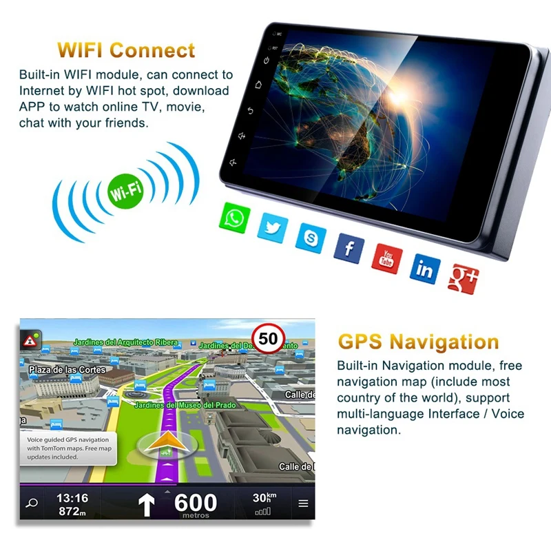 Новый 2 Din автомобильный радиоприемник 7 дюймов Автомобильный Mp5 мультимедийный плеер Android 8,0 автомобильный радиоприемник Gps навигация Wifi