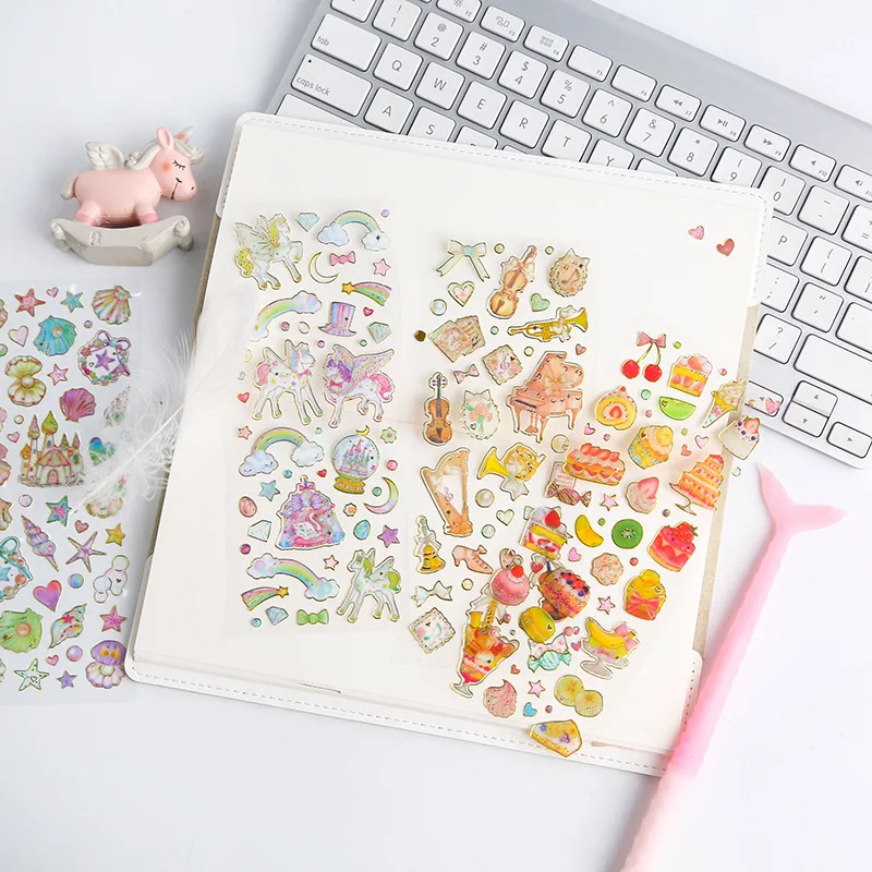 1 шт. Kawaii Единорог пищевой стикер s Детский Diy стикер с рисунком из мультфильма для девочки подарок дневник скрапбук стикер студенческие канцелярские принадлежности