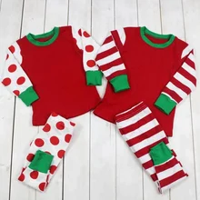 Комплект рождественских пижам; зимняя одежда для детей; хлопок; одинаковые рождественские пижамы в полоску для всей семьи; пижамы для мальчиков и девочек