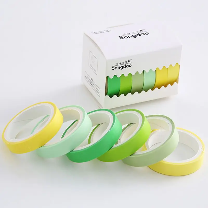 Candy Color Series Decorative Tape Set Kawaii Plan Handbook Hand Account Decor Paper Masking Tape School Supplies Stationery