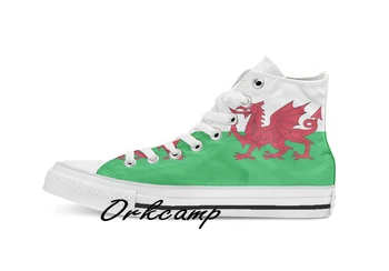 

Wales Flag Custom Casual High Top lace-up Canvas shoes sneakers Drop shipping