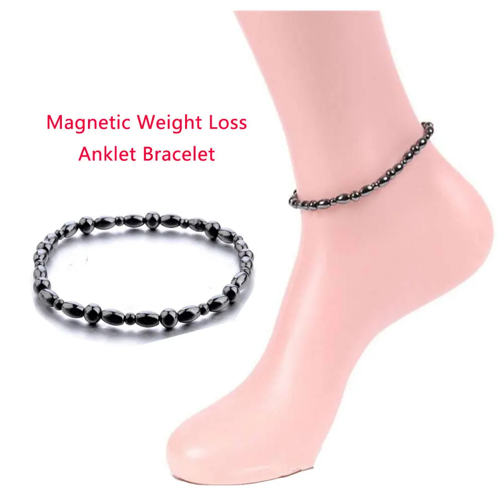 2Pcs Magnetic Weight Loss Effective Anklet Bracelet Black Gallstone Slimming Stimulating Acupoints Therapy Arthritis Pain Relief