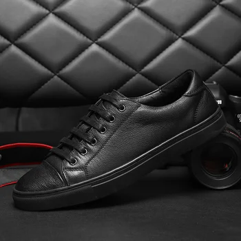 

Classic Men Shoes Luxury Brand Flat Fashion Sneakers Men genuine Leather lace up Footwear Walking Breathable Men Casual Shoes a4