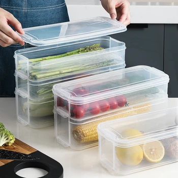 

31 cm Long size Reusable Kitchen Fridge Storage Collecting Refrigerator Food Fruit Storage Container Clear Preservation Box Case