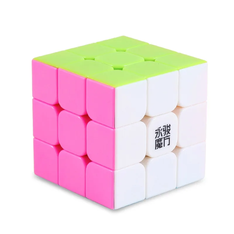 Yongjun YJ YuLong 3x3x3 профессиональная многоцветная безопасная АБС-пластик быстрая ультра-гладкая 3x3 головоломка на скорость кубический интеллект детские игрушки - Цвет: Multi-Color Pink