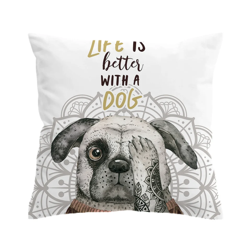 4 BeddingOutlet, хиппи, подушка мопс, чехол, животное, мультфильм, чехол для подушки, для детей, милый Бульдог, бросок, чехол, домашний декор, наволочки - Цвет: 4