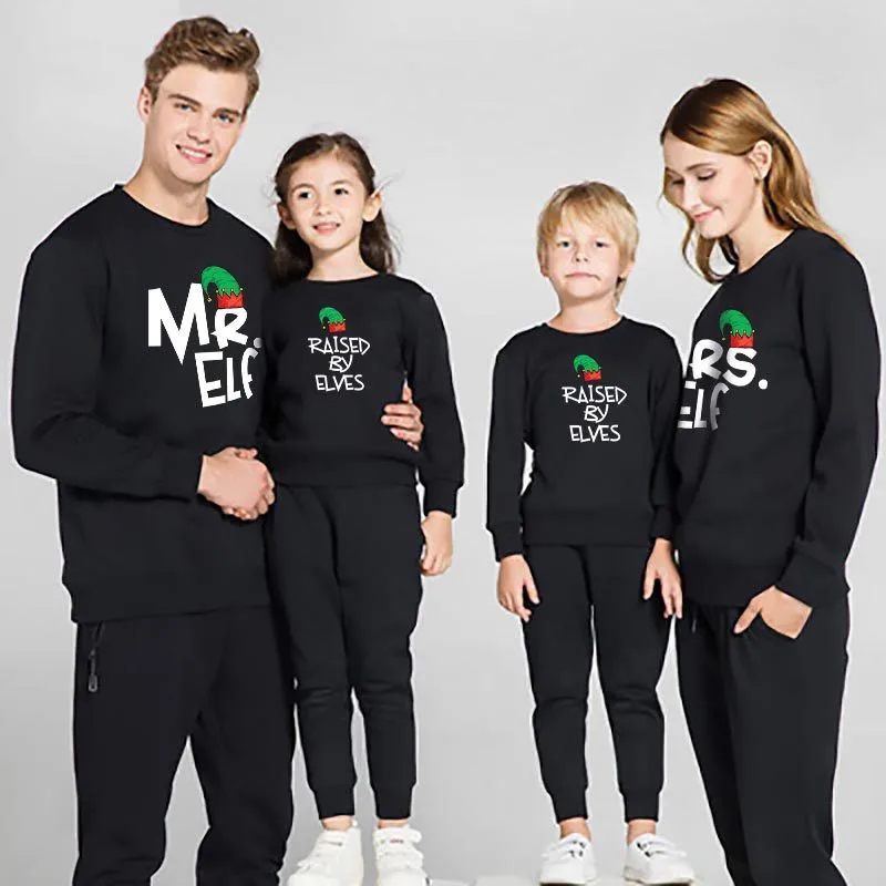 Семейные комплекты свитшот для мамы и дочки с надписью Mr Mrs elf одежда меня