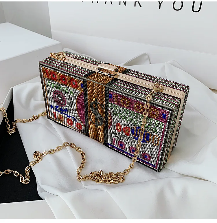 Women Crystal Money USD Bags Dollar Design Luxury Diamond Evening Bags Party Purse Clutch Bags Wedding Dinner Purse and Handbags