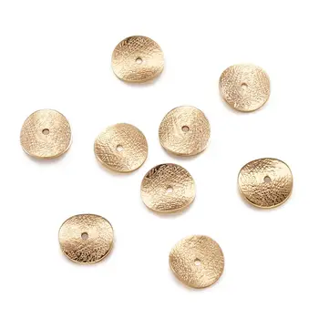 

10Pcs Brass Spacer Beads Real 18K Gold Plated Flat Round Beads For DIY Earrings Bracelet Jewelry Making Findings 11x10.6x0.8mm