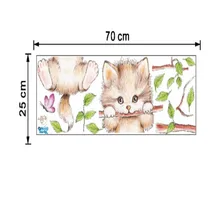  Cute Cat Butterfly Branch Wall Sticker Children's Room Wall Sticker Home Decoration Diy Cartoon Animal Pvc Mural Art Decor 
