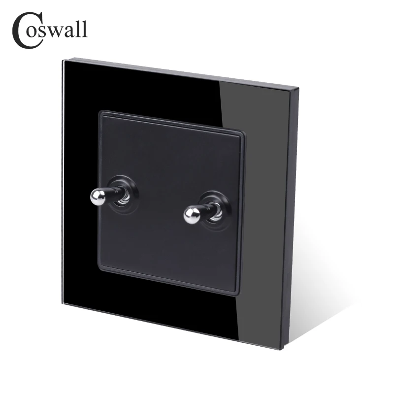 Coswall, простая модная рамка из закаленного стекла с кристаллами, 2 комплекта, 1 способ, тумблер, светильник, переключатель вкл/выкл, настенный выключатель, 16А, переменный ток, 250 В